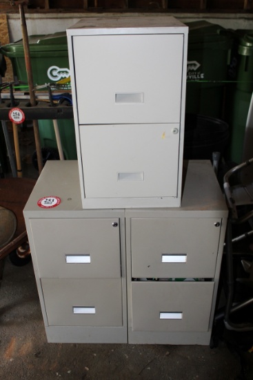 (3) 2 Drawer Metal Filing Cabinets