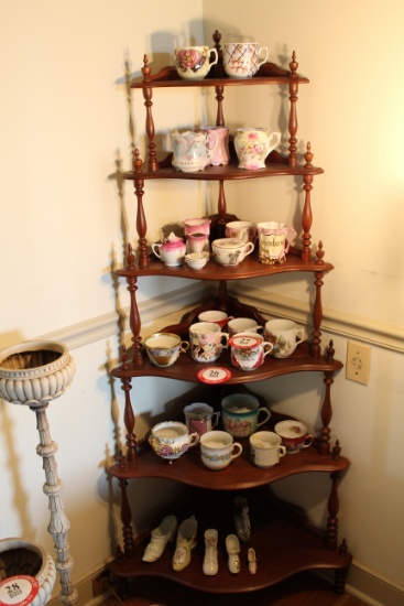 5 Tier Walnut Corner Curio Shelf