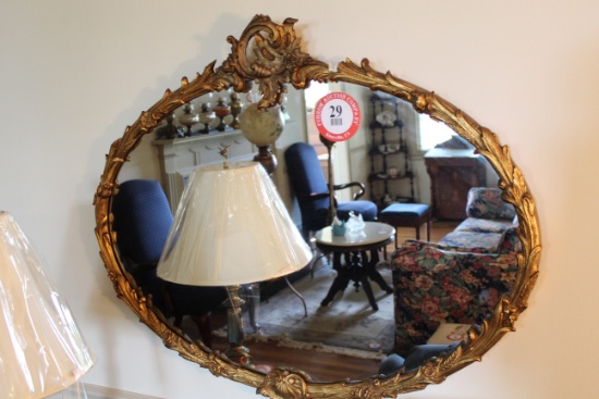 Oval Gilded Gold Framed Mirror