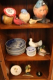 Contents of Cabinet To Include: Decorative Porcelain Birds, (8) Flow Blue P