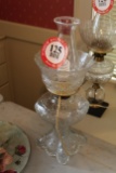 Converted Pressed Glass Converted Oil Lamp