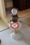 Pressed Glass Converted Oil Lamp