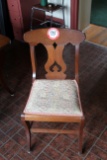 (4) Vintage Upholstered Bottom Walnut Framed Dining Side Chairs