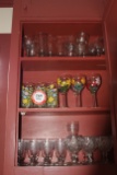 Contents of Cabinet To Include: Various Pressed Glass, Stemware, Clear Glas