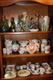 Contents of Cabinet: Hand Painted Porcelain Jars, Decorative Porcelain Cups
