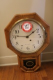 Set of Thomas Oak Framed Wall Clock