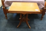 Eastlake Style Single Pedestal Walnut Side Table