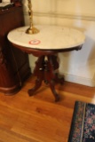 Eastlake Style Oval Marble Topped Side Table