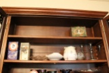 Contents of Shelf To Include: Silver Plate Candle Sticks, Misc. Decorative