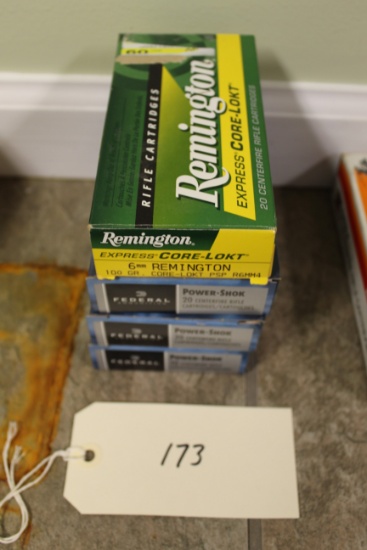 80 rounds 6mm Remington – total as follows:  60 Federal, 20 Rem