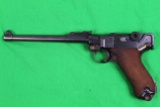 Luger DWM Artillery model, caliber 9mm, s/n 2522  8 inch barrel, rear sight