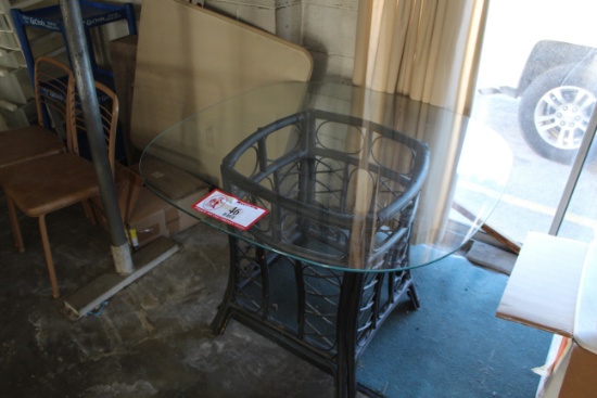 (47) Rattan Glass Topped Table