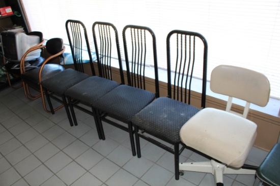 (8) Various Chairs- (4) Side Chairs (2) Side Arm Chairs, Office Typed Metal