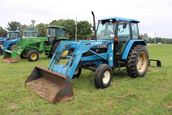 Ford 6640 Powerstar SL Tractor, C/H/A, Dual Remotes, w/ Ford 7210 Front Loa