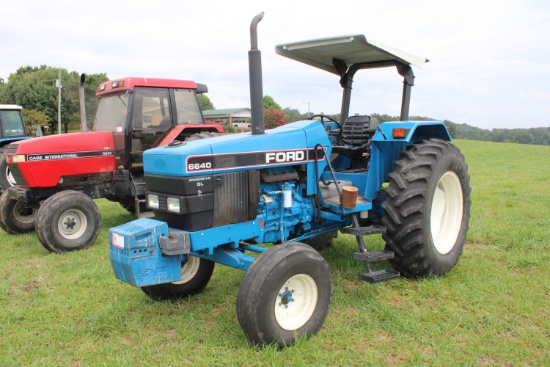 Ford 6640 Powerstar SL Tractor, 2 Post Rops w/ Sunshade, Front Weights, Dua