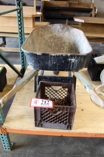 Wheel Barrel W/ Crate And Various Chains