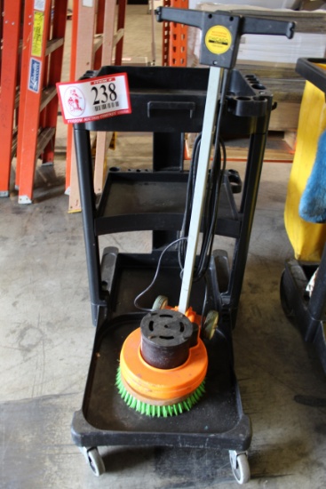 Rubbermaid Cart And Chicago Electric Floor Scrubber