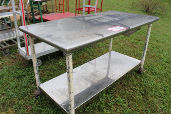 Metal & Stainless Steel Work Table On Casters 60" X 30"