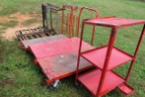 (5) Metal Shop Carts On Casters And (1) Metal 3 Tier Rack On Casters