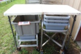 (5) Bust Trays And (2) Bust Tray/rubbermaid Type Carts
