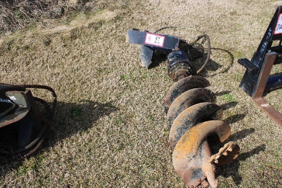 Skid Steer Mounted Post Hole Digger w/ Auger Bit