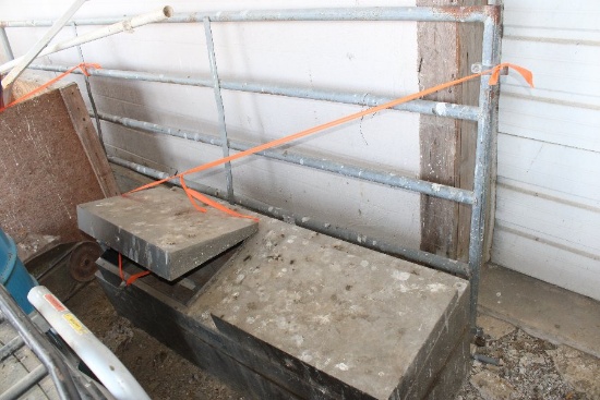 Under Orange Ribbon: (2) Grain Augers, Gate