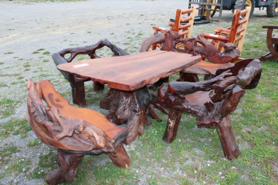 Teak Table 2 Bench, 2 Chairs