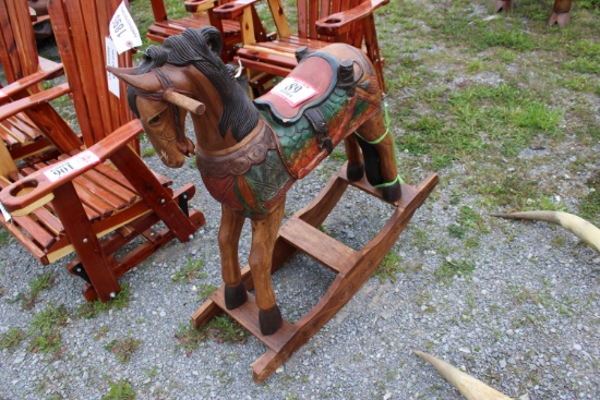 30" Rocking Horse Teak Wood