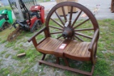 Teak Wood Wagon Wheel Bench