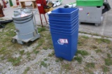 (8) Blue Trash Cans