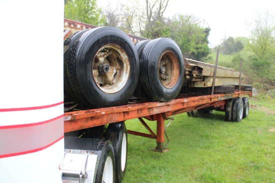 Flatbed Trailer with 30 x 40 Metal Frame Building