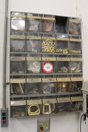 Bins & Contents- Various Leather Goods, Grommets, Belt Hooks, D-Links,