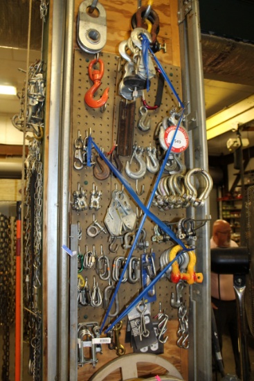 Various D-Links, Ring Clamps, Hooks for Chains, Clevises, Etc.