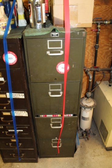 Metal 4 Door File Cabinet & Contents- Staple Guns, Punches, Oil Can