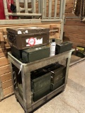 A Large Assortment of Ammo Boxes & Cart