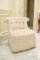 Baker Chair,  button tufted upholstered with skirt, Approx. 29