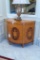 Demilune Cabinet w/satin wood , mahogany, burl walnut inlays - 3 urn inlays