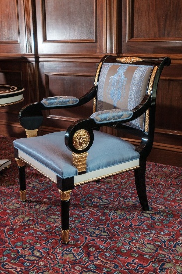 Wellington, Arm Chair, w/black & white lacquer, w/gilting and bronze, Appro