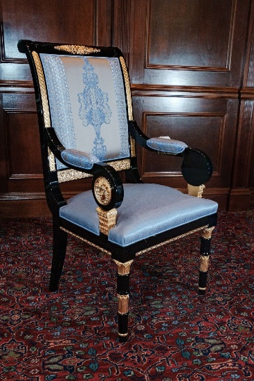 Wellington, Desk Arm Chair, w/black lacquer, w/gilting and bronze, Approx.