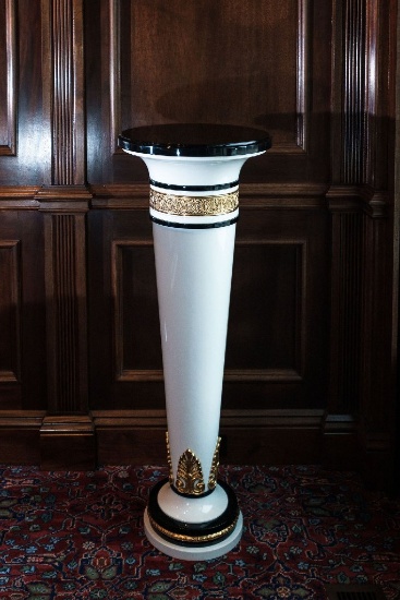 Wellington Pedestal, White and Black lacquer, with Gilting and bronze accen