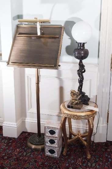 Misc. Lot Consisting of  Qty. (1) Brass Lantern with light, dark finish met