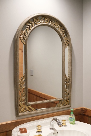 Assorted Lot to Include - Qty. (1) Arched top mirror in a grey finish, Appr