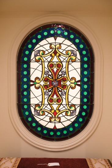 Stained Glass race track oval, Approx. 62"H x 40"W