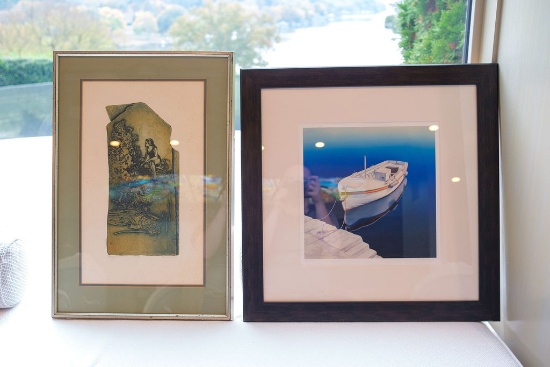 Qty. (2) prints signed and numbered (1) lithograph of a boat at a morn #25