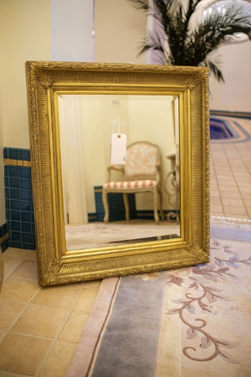 Small Beveled mirror in gilt frame,  Approx.  33"H x 28"W
