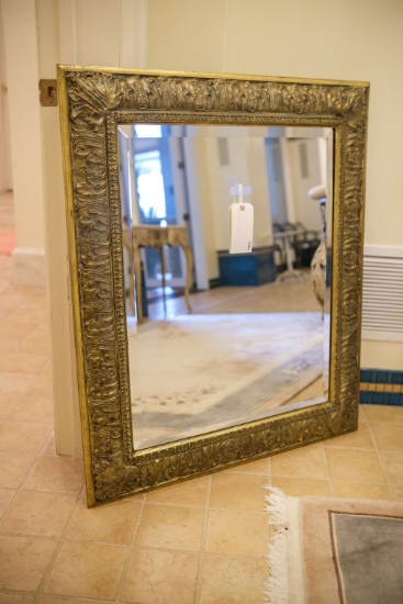 Mirror w/beveled glass in gilt frame,  Approx.  39"H x 33"W