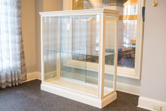 Display case glass w/led lighting,  Approx.  64"H x 60"W x 23"D
