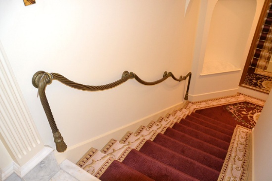 Set of (4) Bronze Rope Handrails with brackets, (1) Handrail,  Approx. 11'L