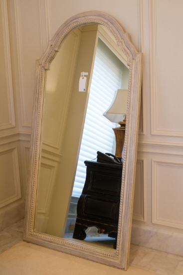 Gabby Home Mirror, Plate Glass in white wash frame and arched top, Approx.