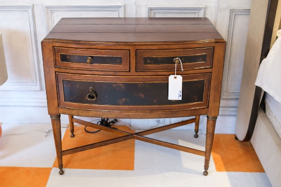 Pair of (2) Schnadig Home nightstands  3-drawer bow front 30"H x 33"W x 19"